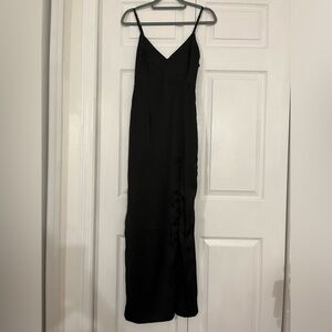 Lulu’s Long Black Dress with Leg Slit